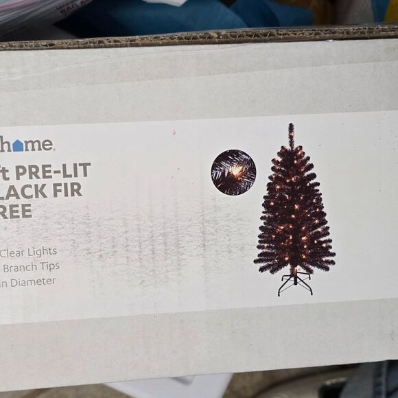 New 4 ft Pre-Lit Black Fir Halloween Christmas Tree - Picture 3 of 9
